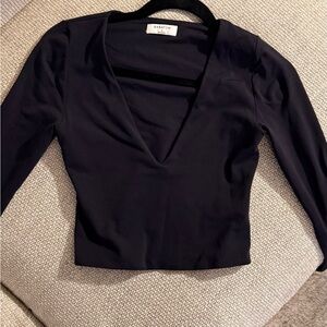Aritiza Black Deep V- Neck contour shirt